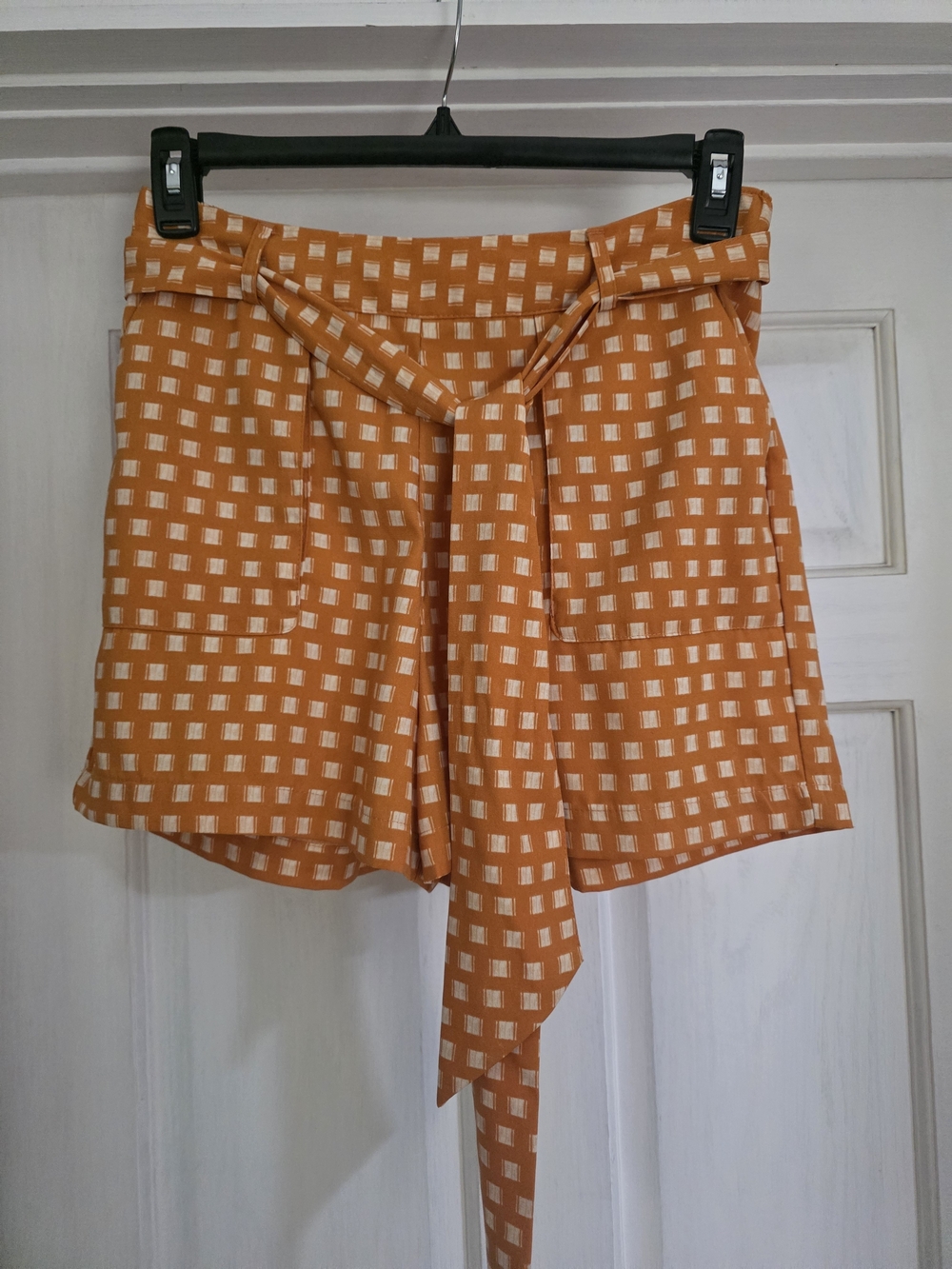 a new day Orange Checked Tie-Waist Shorts